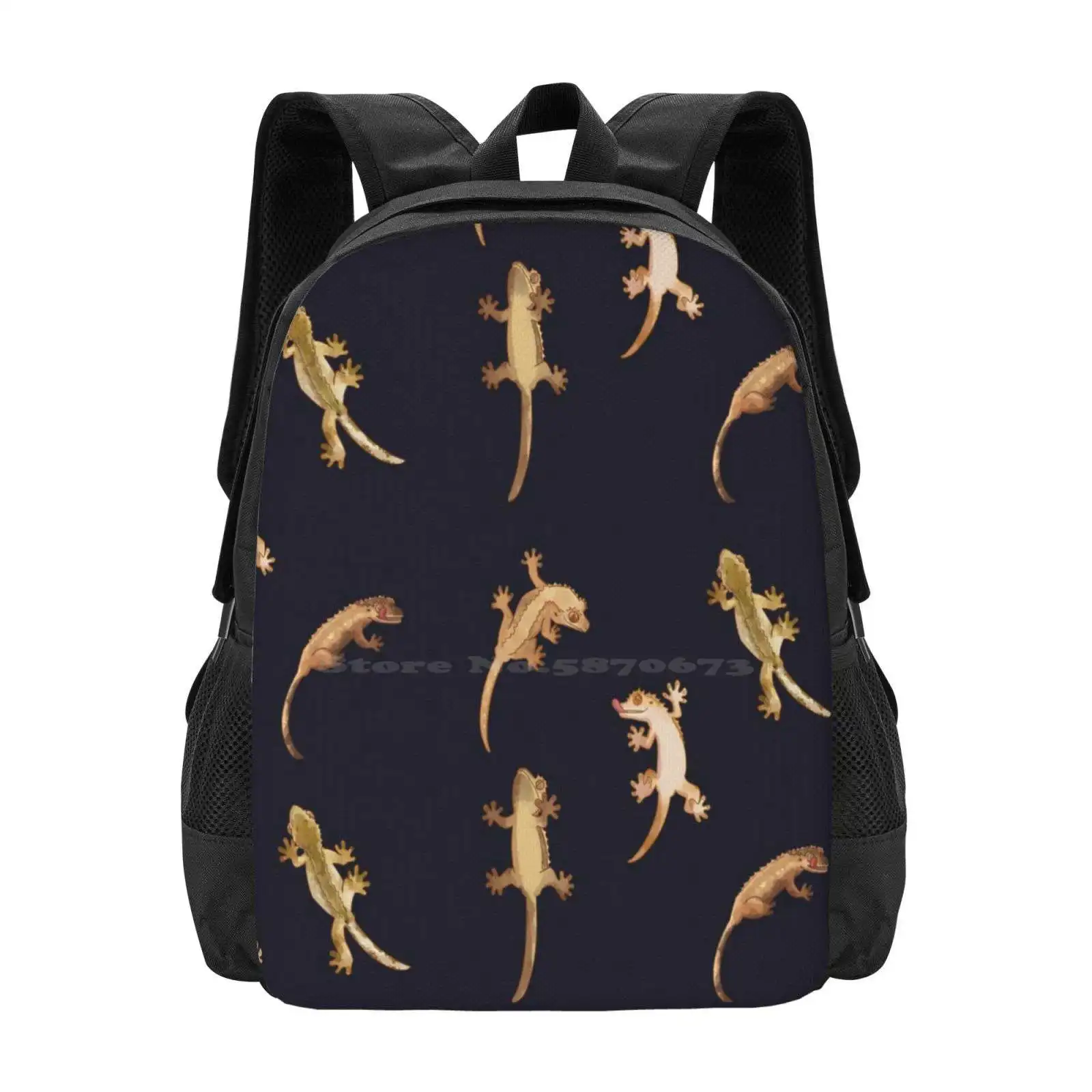 Cute Little Crested Geckos Hot Sale Schoolbag Backpack Fashion Bags Crested Crestie Reptiles Lizards Geckos Reptile Mom Reptile