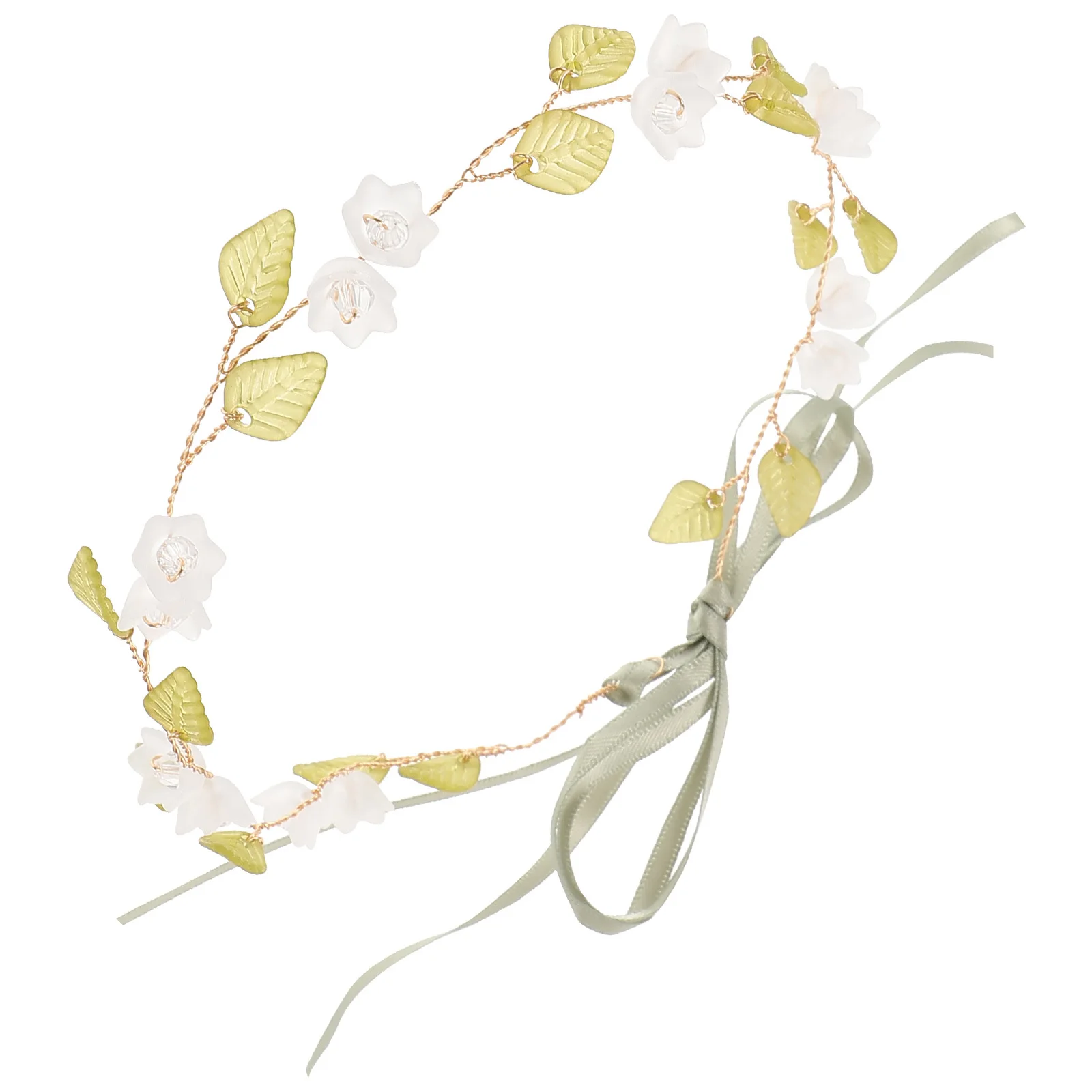 

of The Valley Flower Headb Bride Bridesmaid Hair Accessories Floral Crown Women Leaf Ribbon Comfortable Natural
