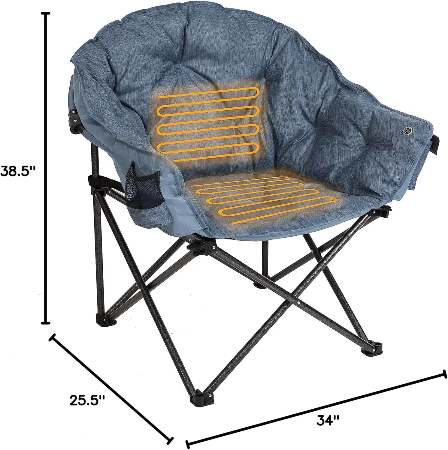 Heated Cushion Folding Lounge Patio Club Camping, Picnic, Outdoor Activities | Battery NOT Included Chair, Teal