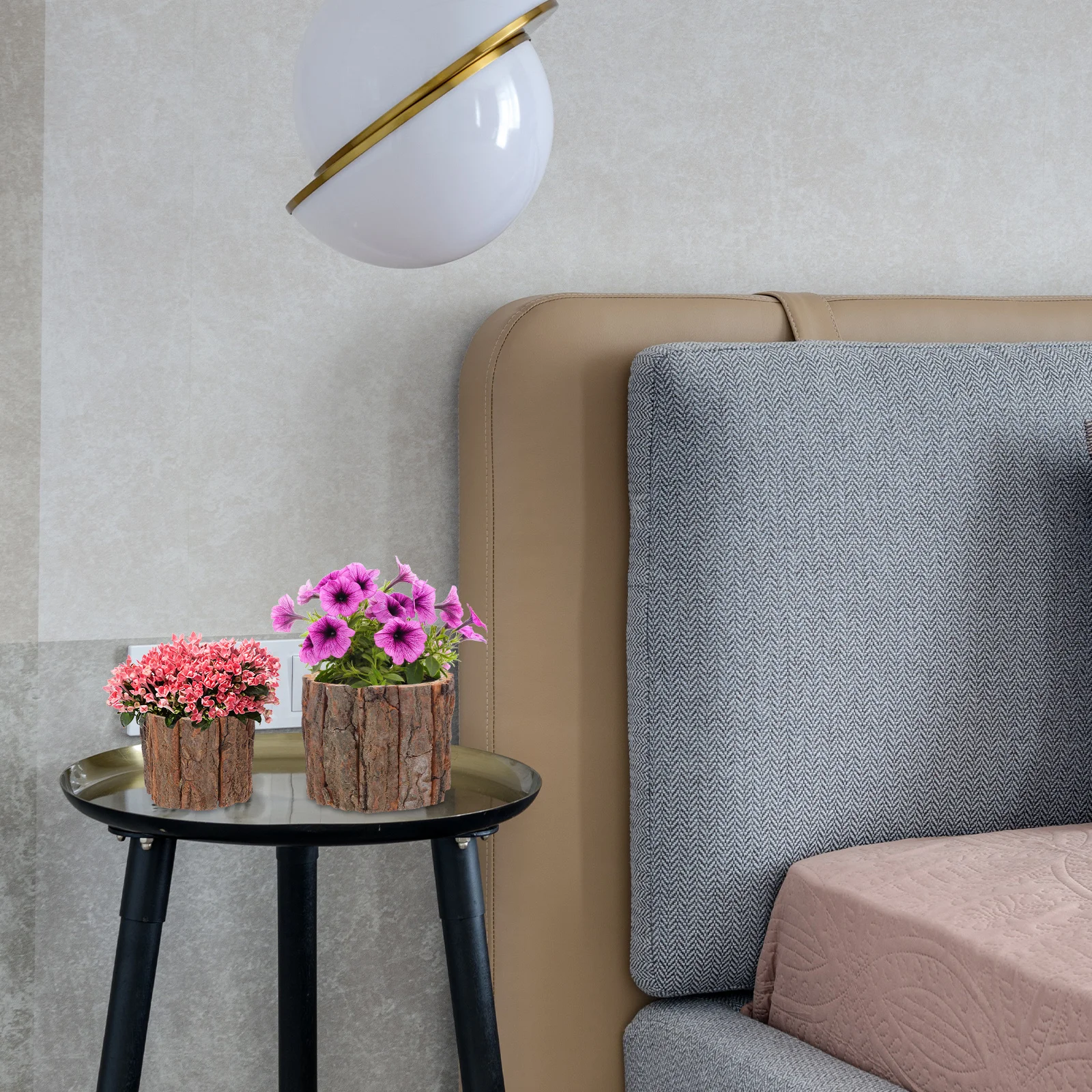 

2Pcs Waterproof Wooden Flowerpot Rustic Wood Log Plant Pot Creative Natural Succulent Planter for Home Garden Wood Flower Pot