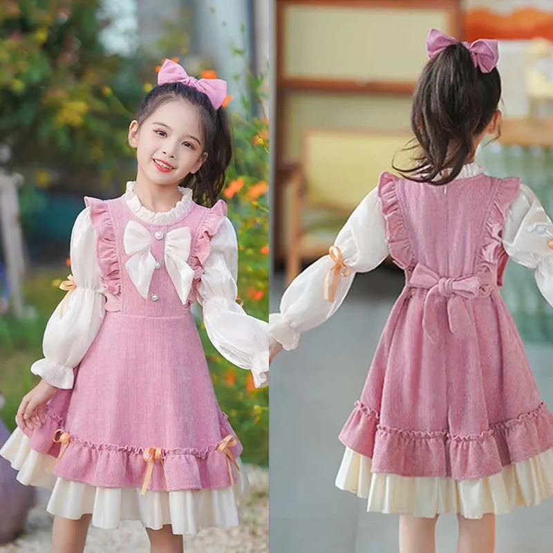 

Girls' Long Sleeve Dress Japan Korean Anime Kids Princess Dresses Harajuku Lolita Cosplay Clothes New Year Christmas Present