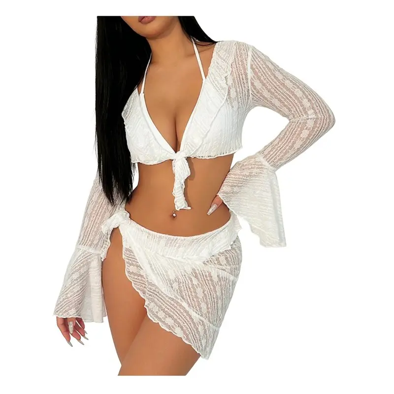 【efficiente】set-bikini-da-donna-in-4-pezzi-costume-da-bagno-a-triangolo-con-laccetti-e-nodo-trasparente-copricostume