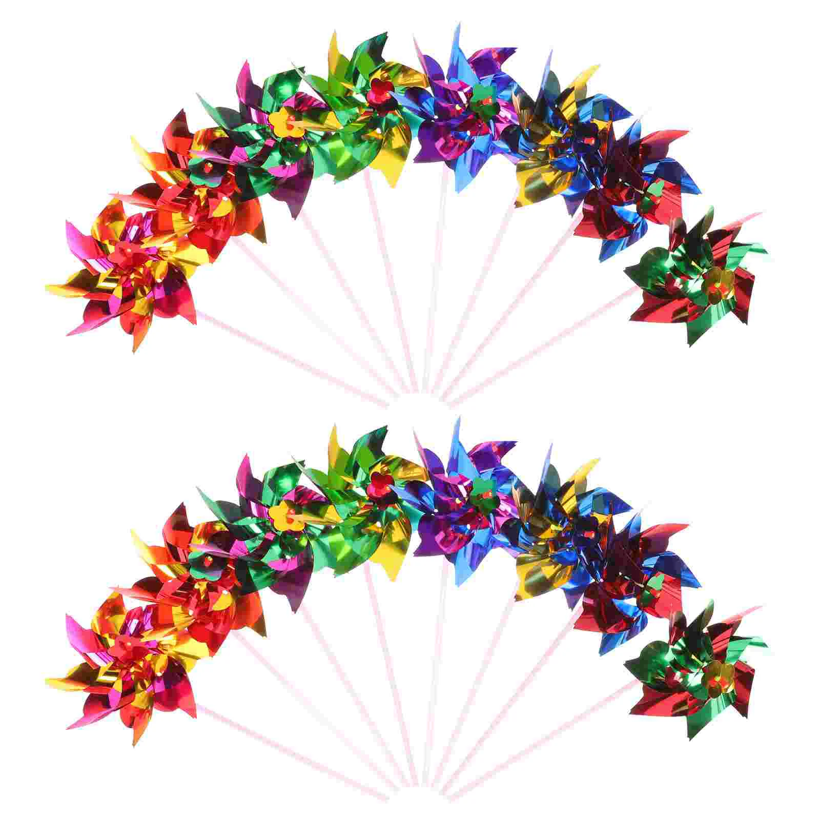 Brinquedo pequeno moinho de vento para crianças, Playset ao ar livre, Pinwheels para decorações plásticas do gramado, Jardim de madeira, 100 pcs