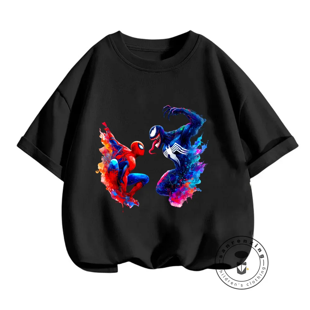 

Chic Marvel Avengers Spider-Man Summer Apparel Trendy O-Neck T-Shirts for Boys and Girls Great for a Fashionable Cartoon Look