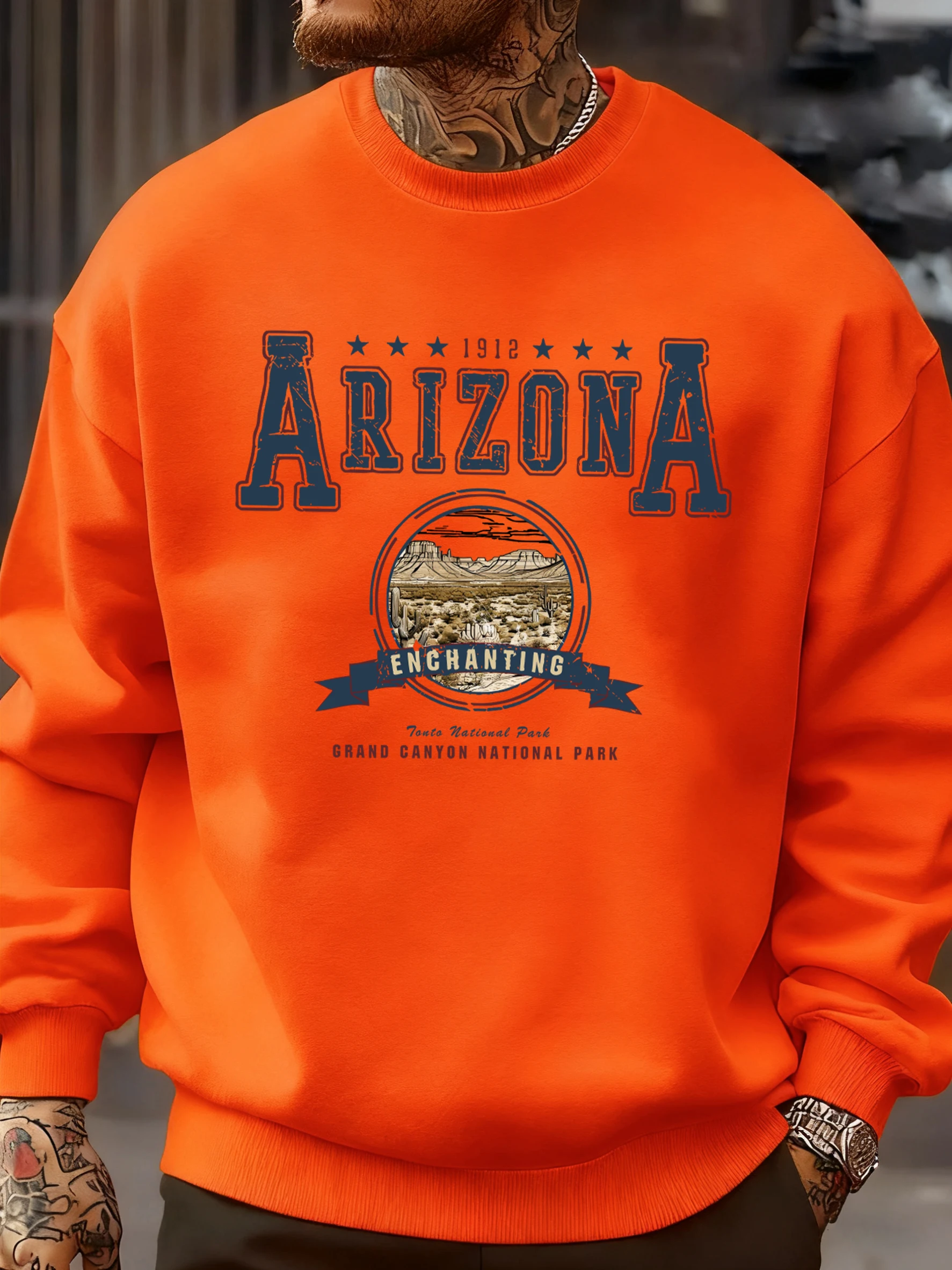 أريزونا ساحر طباعة الرجال الشارع الأساسية البلوز لينة فضفاضة طويلة الأكمام عادية كنزة صوف الخريف للجنسين الرجعية رياضية