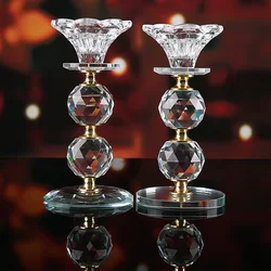 Crystal Candle Holder Glass Candlesticks Feng Shui Bowl Buddhism Ornament Romantic For Wedding Home Bar Dinner Party Table Decor