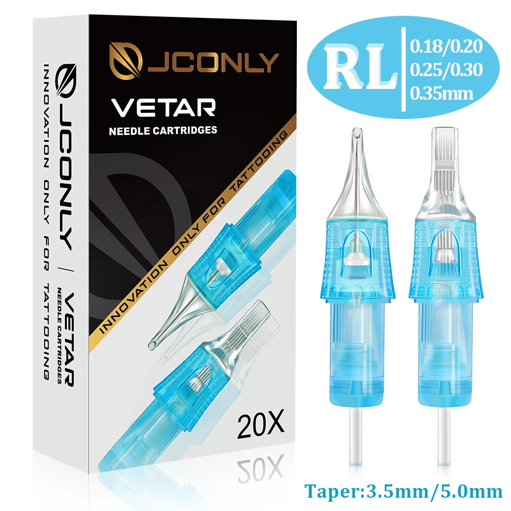 JCONLY VETAR Tattoo Cartridge Needles 20pcs Professional 1-18RL Sterilize Safety Tattoo Needle Cartridge Tattoo Machine Supplies