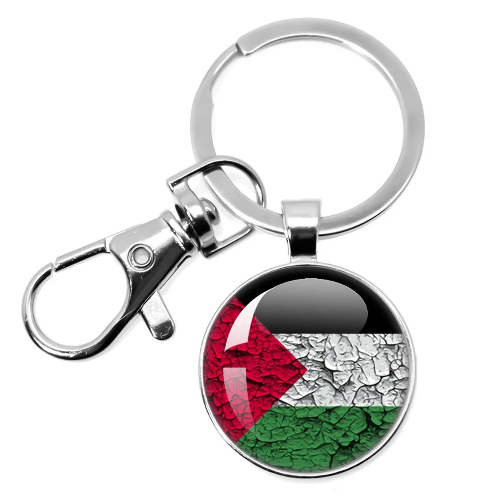 25 مللي متر/30 مللي متر فلسطين علم الدولة زجاج قبة المفاتيح أنماط الفن شخصية حلقات المفاتيح للنساء الرجال المجوهرات هدية #2