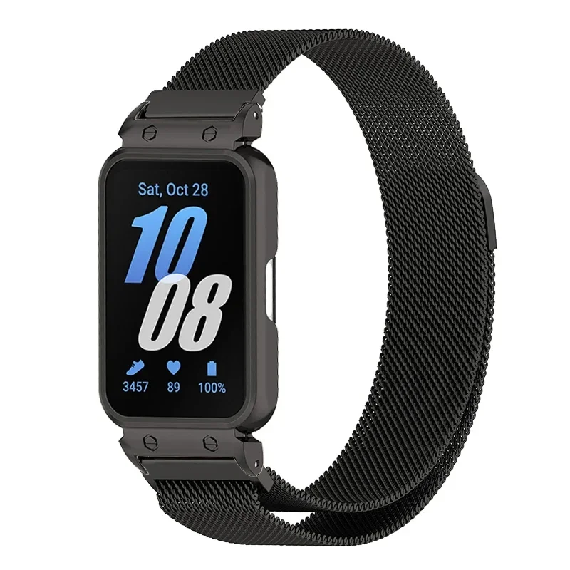 Metal Strap Case Protector for Samsung Galaxy Fit 3 Magnetic Loop Bracelet for Samsung Galaxy Fit 3 Watchband Protective Cover