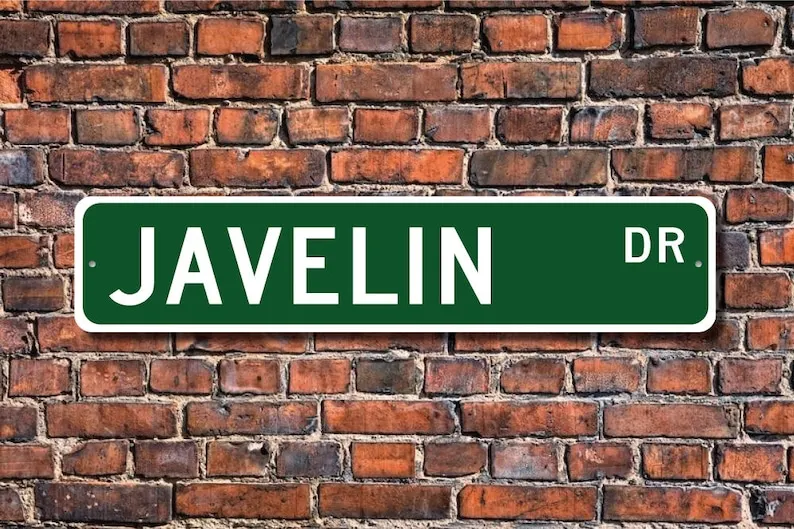 Javelin, Javelin Sign, Javelin Fan, Javelin Thrower Gift, Track Gift, Track & Field fan, Custom Street Sign, Quality Metal Sign