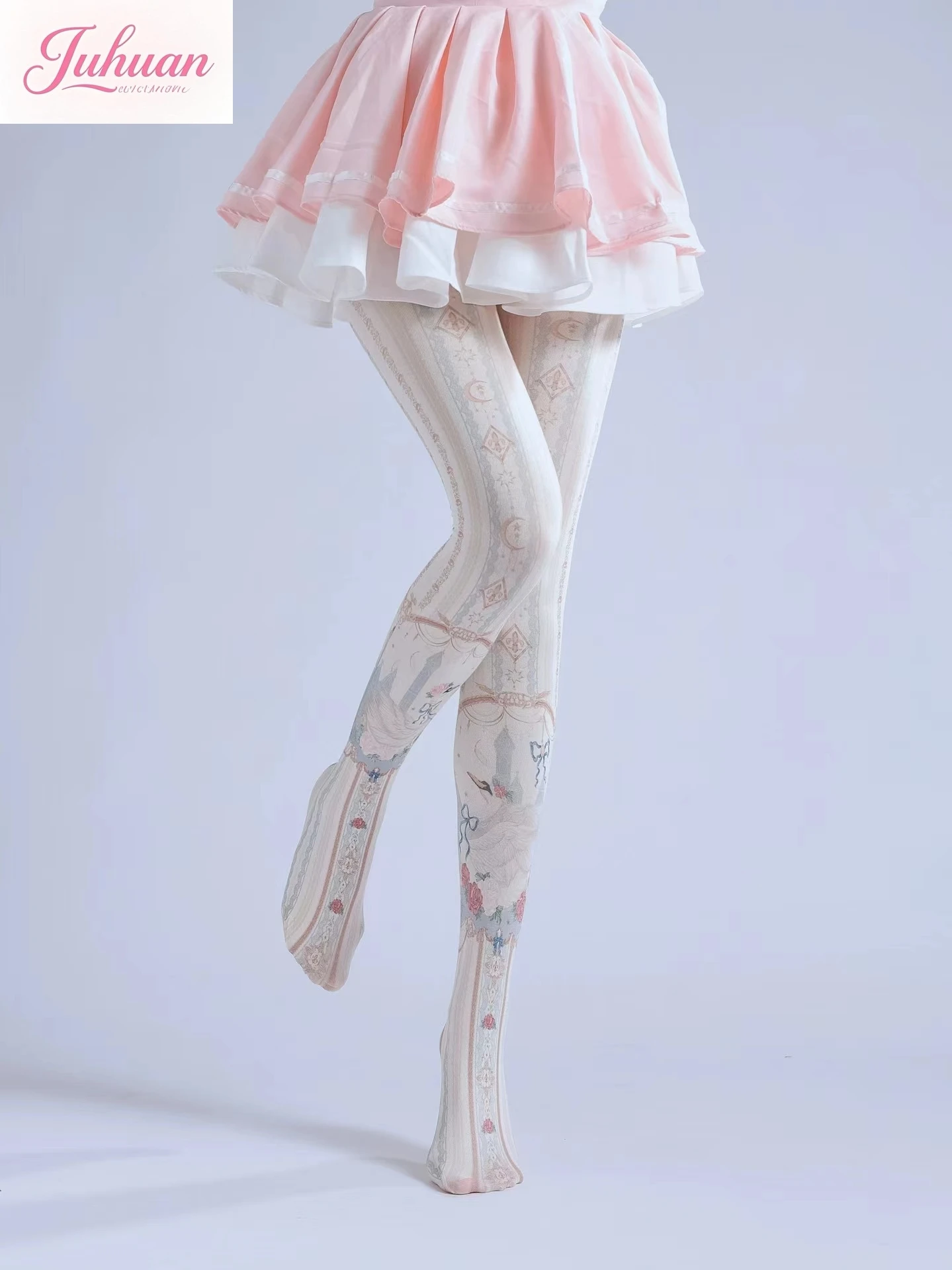 Japanese Lolita Dream Sweet Striped Print Velvet Leggings Women's Spring and Summer Cosplay Catwalk Stockings Soft Girl