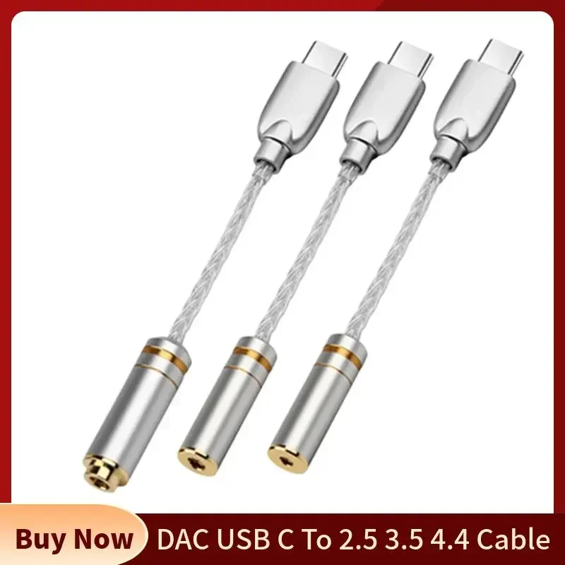 Hifi USB Cable DAC C Connector To 2.5 4.4 3.5 Jack Audio Cable Pure Silver Wire Type-C Convert Male Female Adapter For PC Mobile