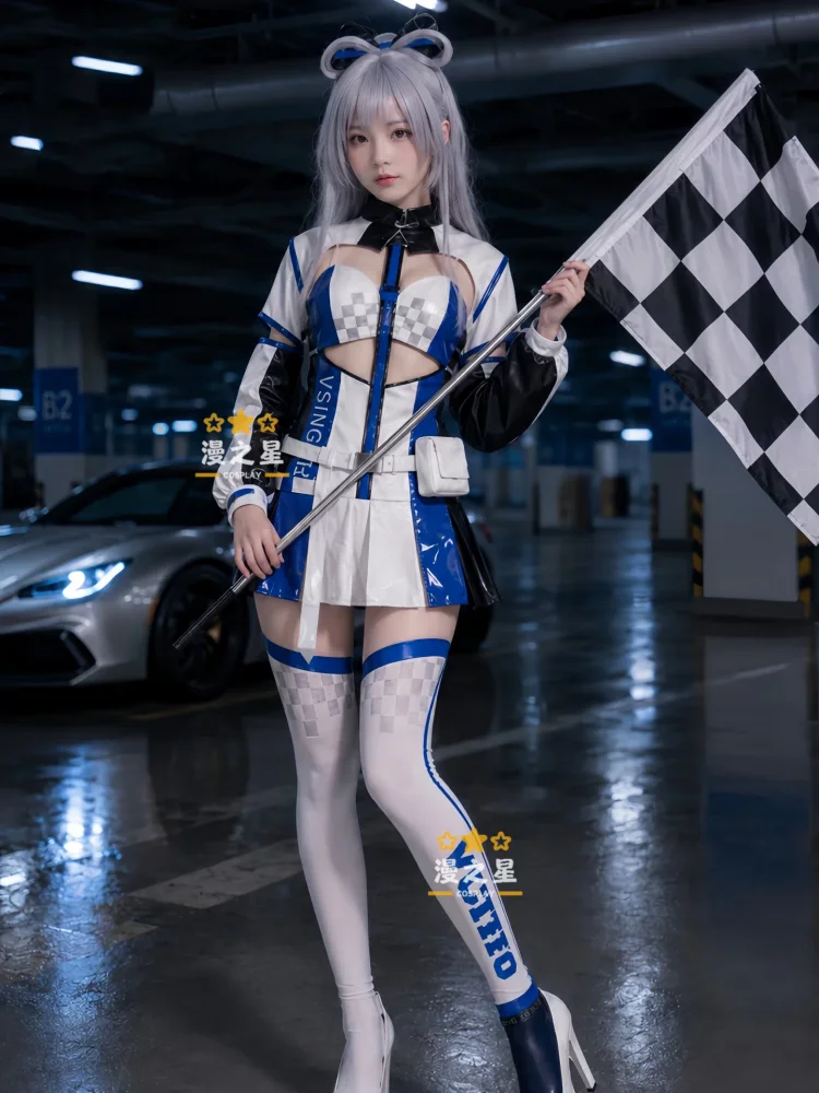 Stock Virtual Idol Luo Tianyi Cosplay Costume Anime Women Fashion Driving Suit Halloween Comic-con Party Suit Role Play Clothes