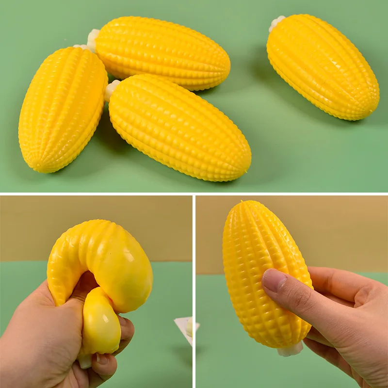 Creative Simulation Corn Squishy Toy TPR Soft Pull Stretch Stress Relief Decompression Fidget Sensory Toy for Kids Adults