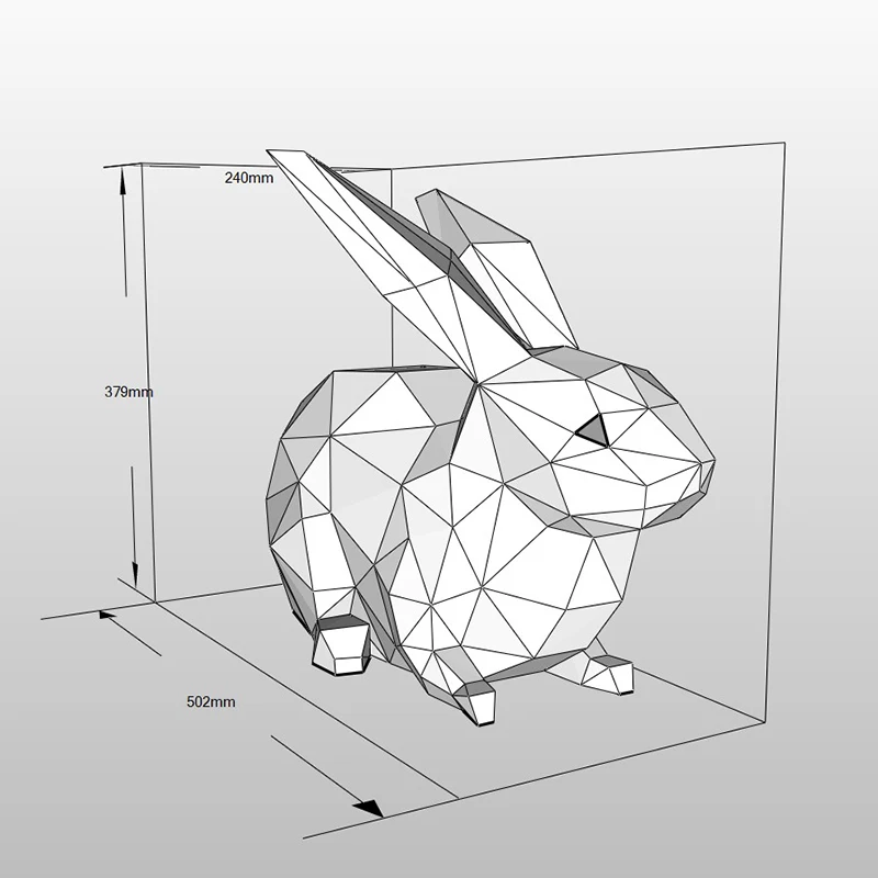 Modèle en papier lapin, décoration de bureau pour la maison, ornement de salle, artisanat en papier, puzzle 3D, jouets éducatifs créatifs faits à la main, accessoires