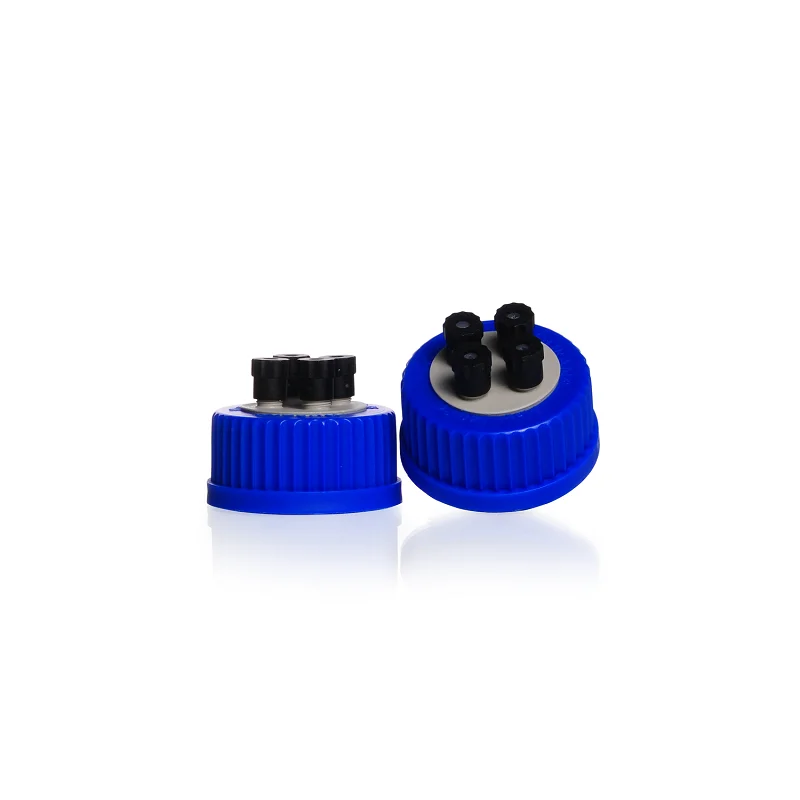 DURAN® GL 45 Replacement HPLC Screw Cap, complete with 4x black M8 screw caps and 12x silicone seals, 1129812