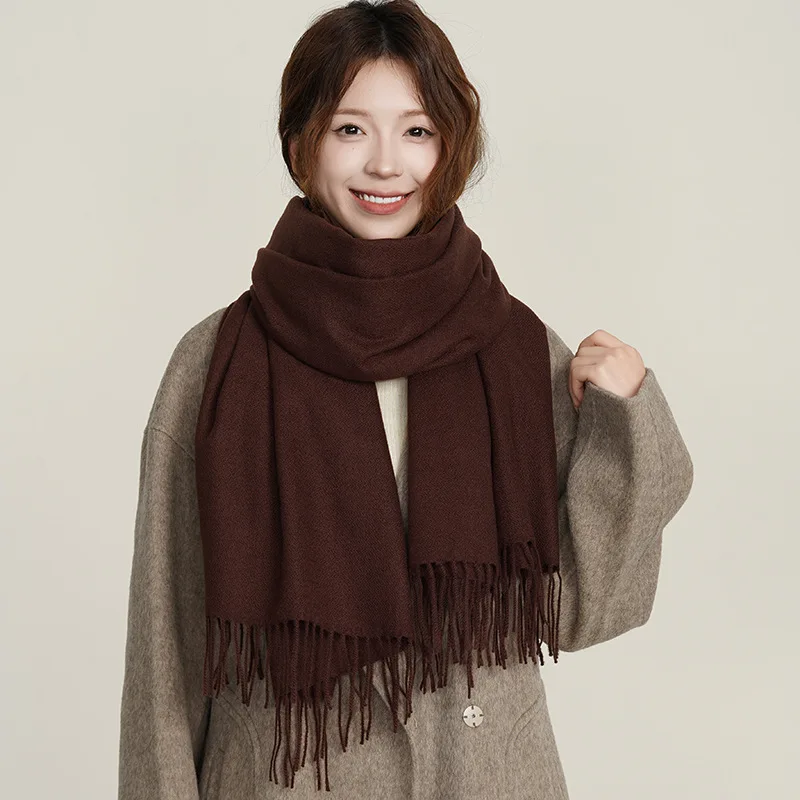 

Autumn Winter Solid Color Soft Scarf Women Luxury Fashion Imitation Cashmere Warm Scarves Cold Proof Shawl Clothing Accessories