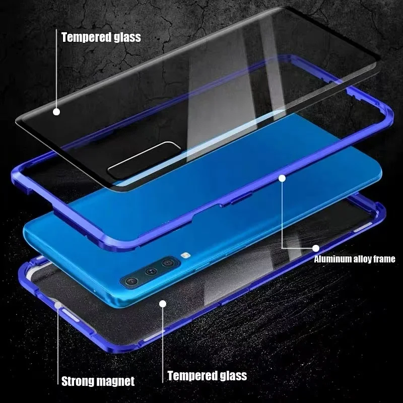 360 Double Sided Magnetic Glass Case For Samsung Galaxy A16 A55 A35 A15 A54 A17 A36 S23 S24 FE S25 Plus Ultra Metal Cover Coque