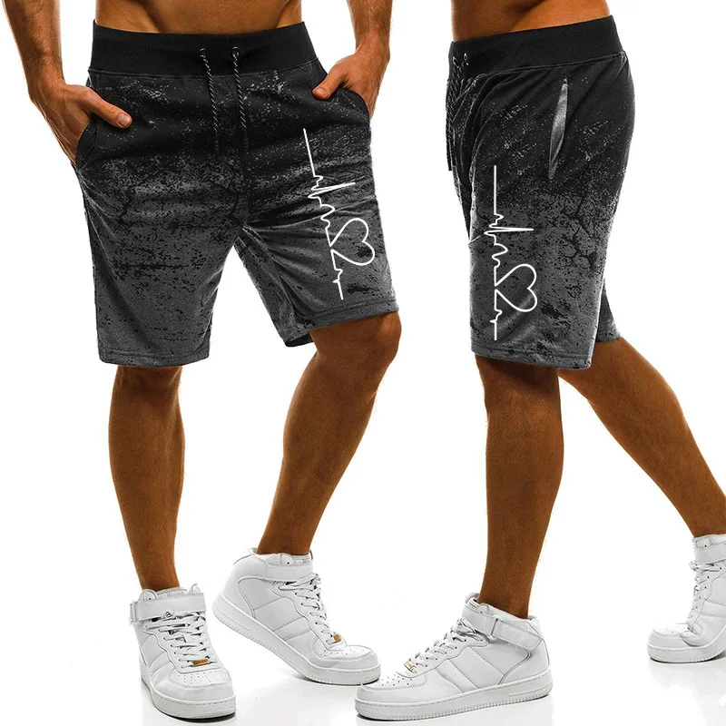 Calções Esportivos de Corrida Casual Slim Fit Calções de Praia, Calças Curtas de Ginásio, Treino Estampado, Moda Verão