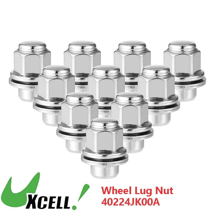 UXCELL Auto 10 Pcs Wheel Lug Nuts Vehicle M12x1.25 Nuts Carbon Steel Tire Lugnuts 40224JK00A for Nissan 370Z 2009-2015