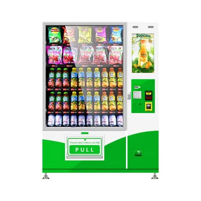 Smart Refrigerated Combo Vending Machine Snacks Drinks Hot Coffee Touch Screen QR Code Payment 24 Hour Outdoor
