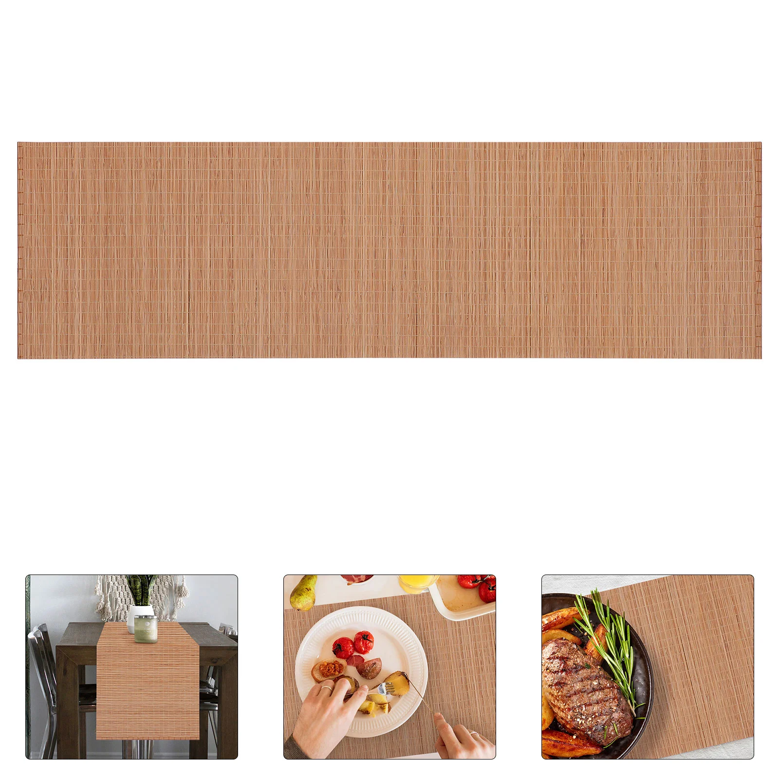 

Rectangle Tablecloth Fitted Bamboo Tea Mat Decoration for House Placemat Dinner Party