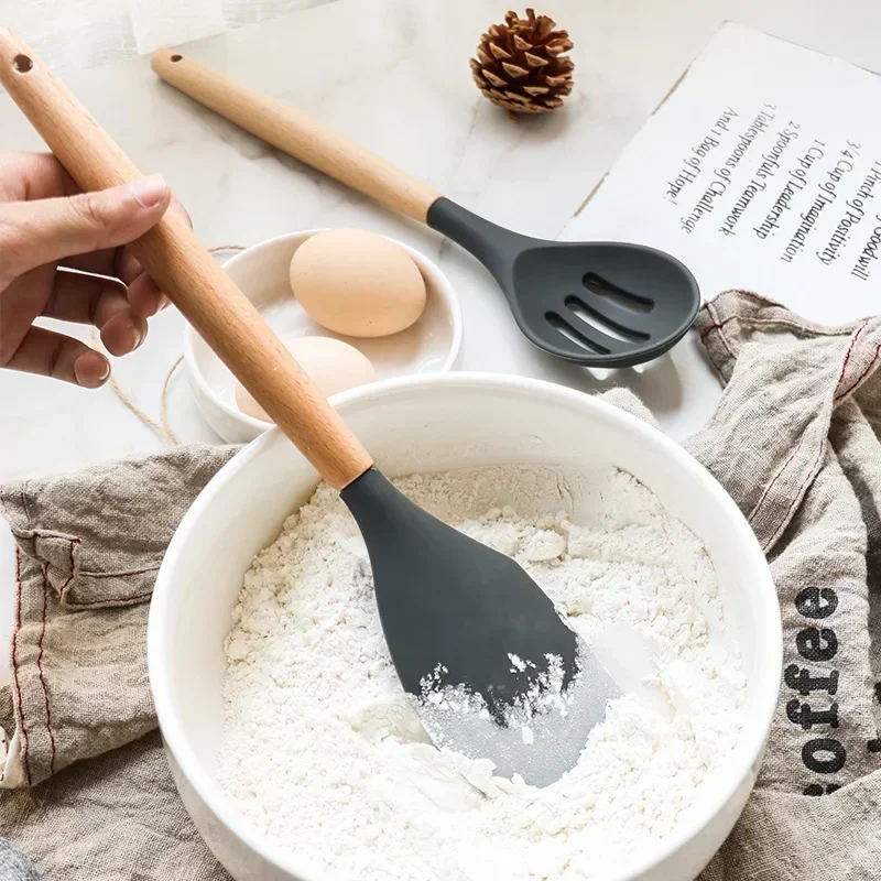 12 Stuks Food Grade Siliconen Keuken Kookgerei Gebruiksvoorwerpen Turner Spatel Maatlepel Praktische Koken Tool Keukengerei Set