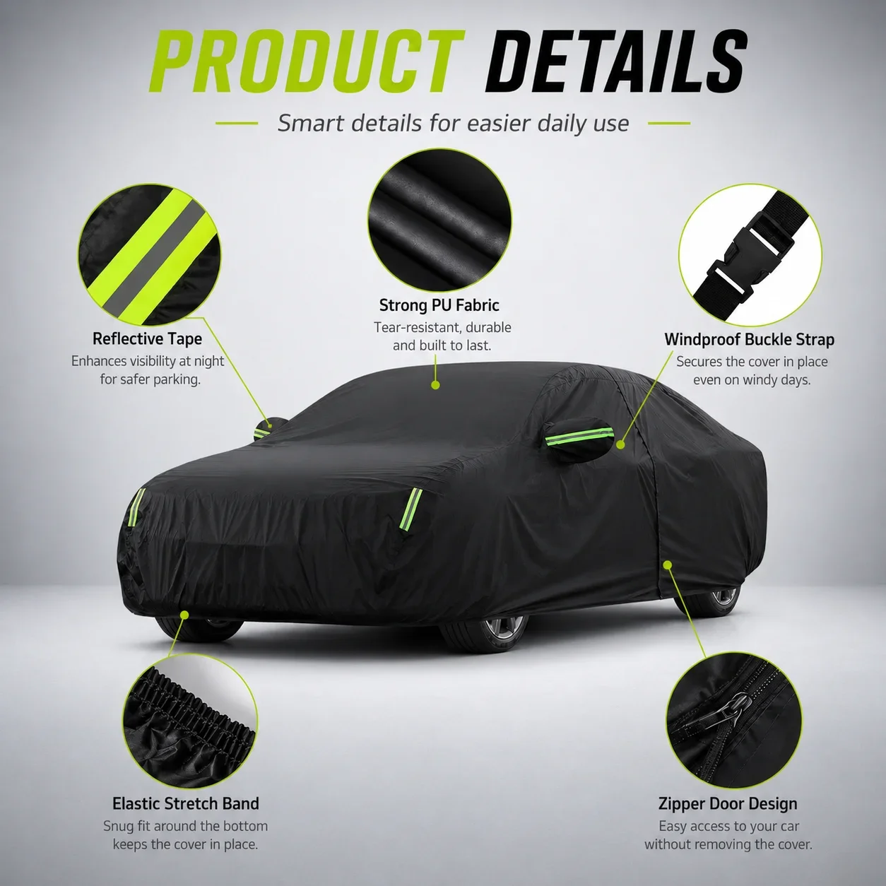 For Nissan Juke Outdoor Full Car Cover With Zipper Snow Cover Sunshade Waterproof Dustproof Exterior Protection 2