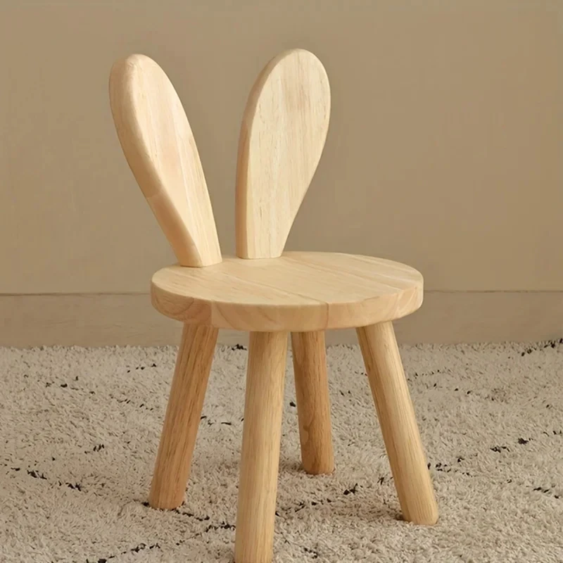 Small Board Stool, Cute  Ears Solid Wood Small Stool, Decorative Stool Children Chair