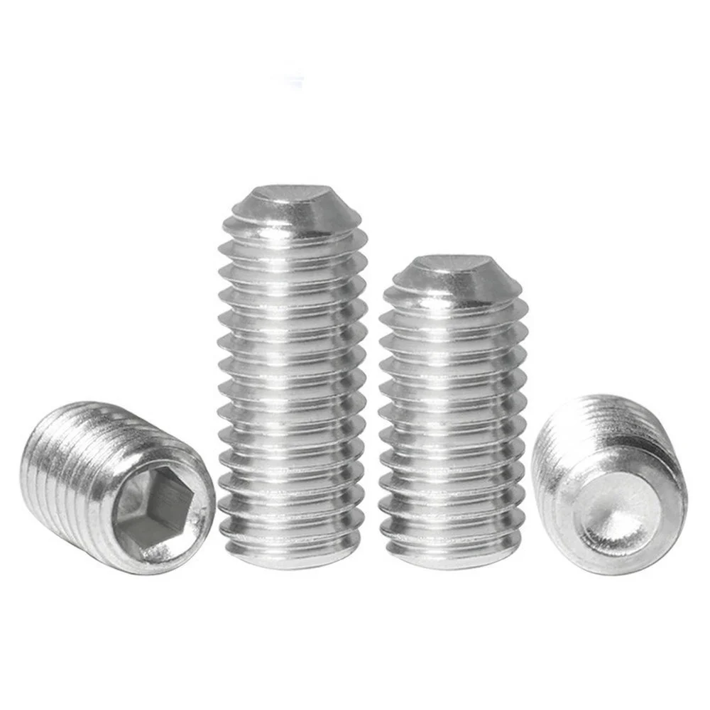 10Pcs Headless Hexagon Socket Grub Screw DIN916 Hex Socket Set Screw Cup Point Stainless Steel M2 M3 M4 M5 M6 M8 M10