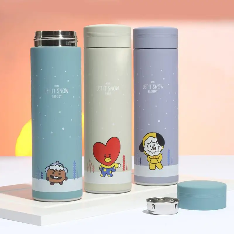 Anime Cartoon Bt21 Tata Chimmy Cooky Insulated Cup Y2K Creative New Stainless Steel Water Cup Portable Car Cup Gift for Friends