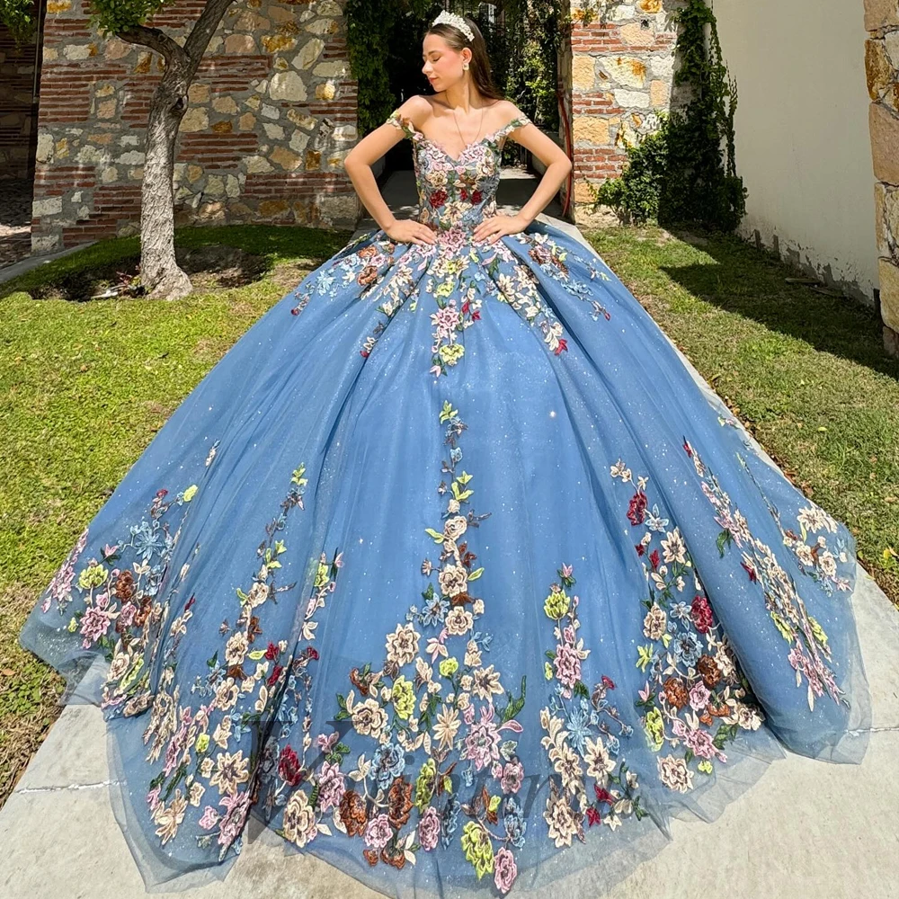 Valintimu Glamorous Off the Shoulder Quinceanera Dress for Girls Sparkly Ball Gown Corset Robe Quinceanera Rouge Customized