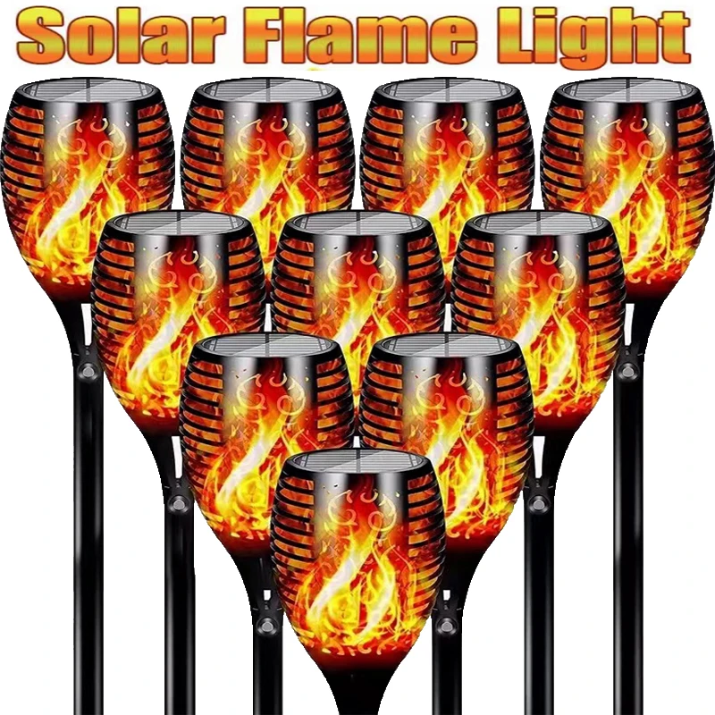 Solar Flame Torch Light, Flickering LightWaterproofGardenLawn PathYard, Patio Floor Lamp,