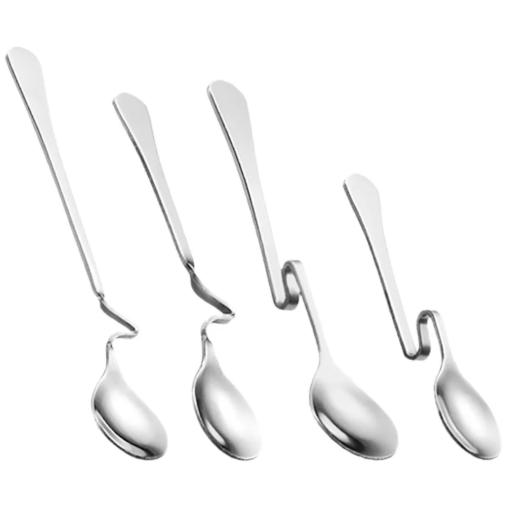 

4Pcs Premium Hanging Cup Dessert Spoons Set Fine Polished Stainless Steel Coffee Stirring Spoon for Home Cafe Restaurant Use
