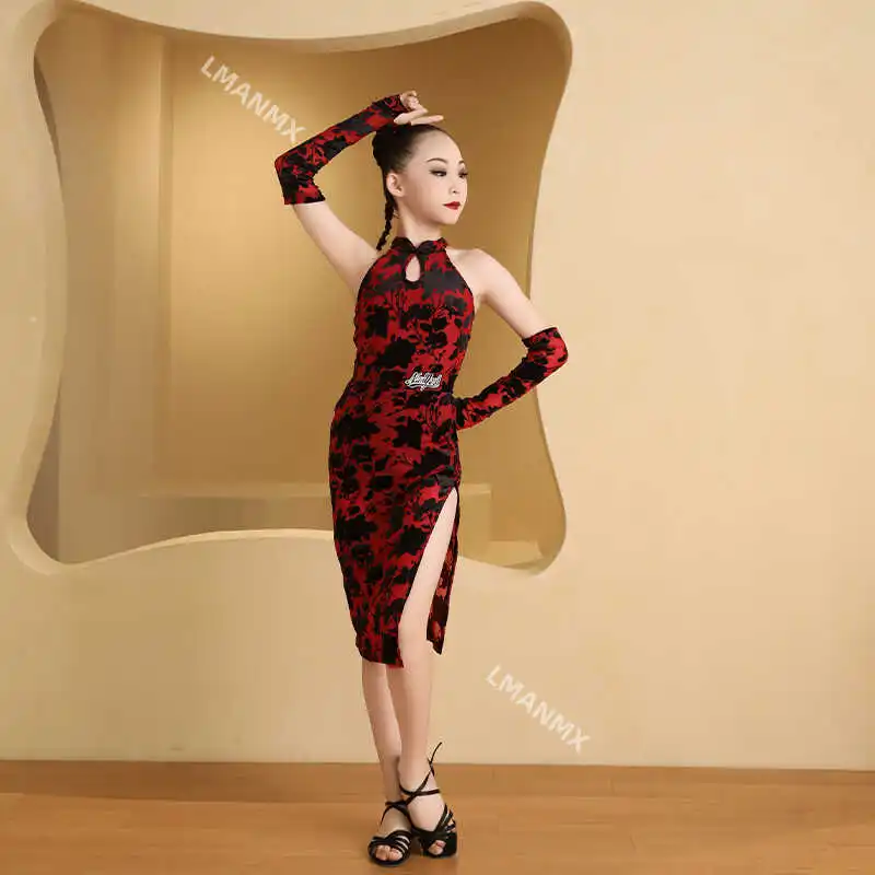 زي الرقص اللاتيني، شيونغسام، نمط جديد، تدريب لاتيني صيني للأطفال، زي الأداء الراقي للفتيات