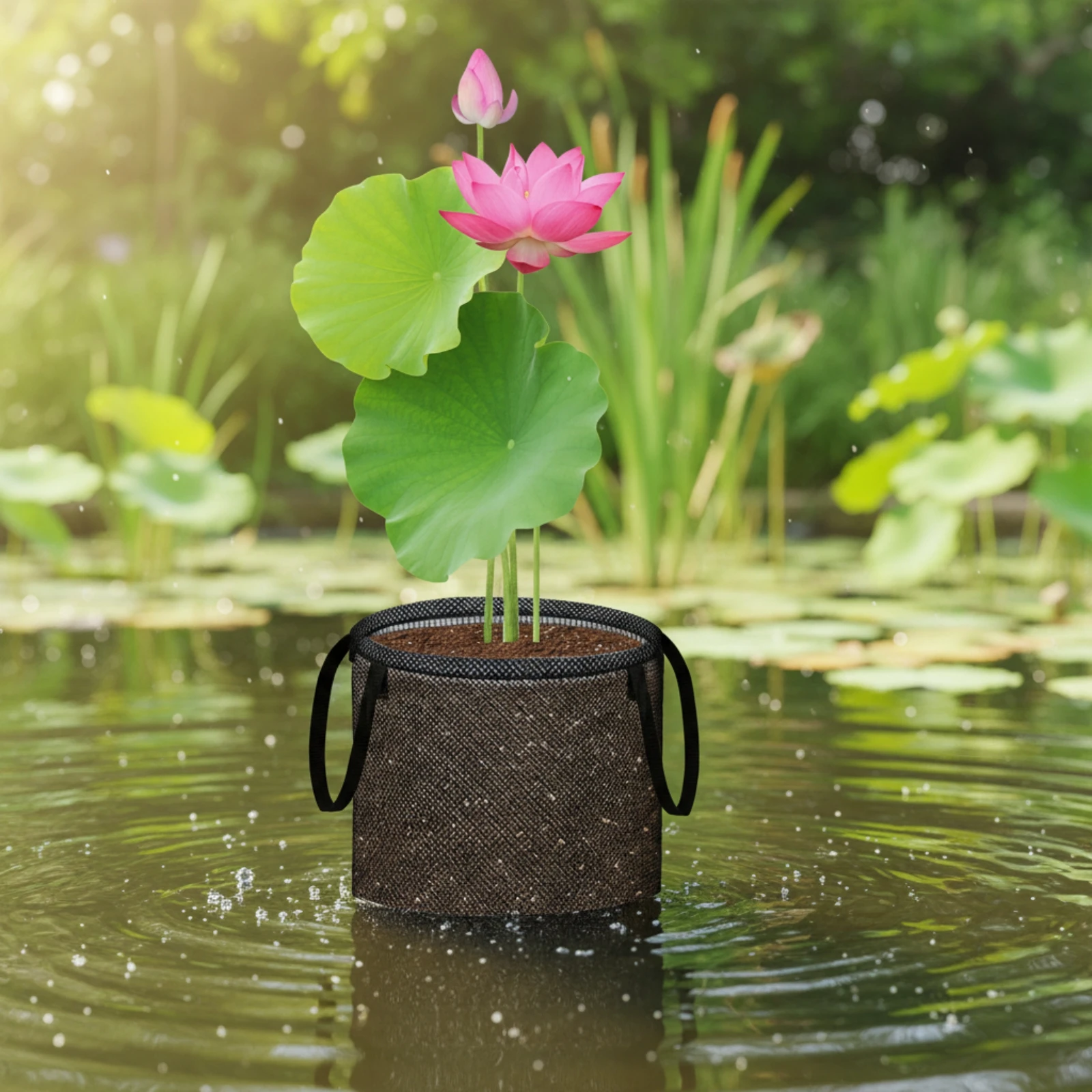 4 Pieces Pond Planting Bag with Handles Flexible Pond Plant Bag Growing Container Long-Lasting Portable for Gardeners, Ponds