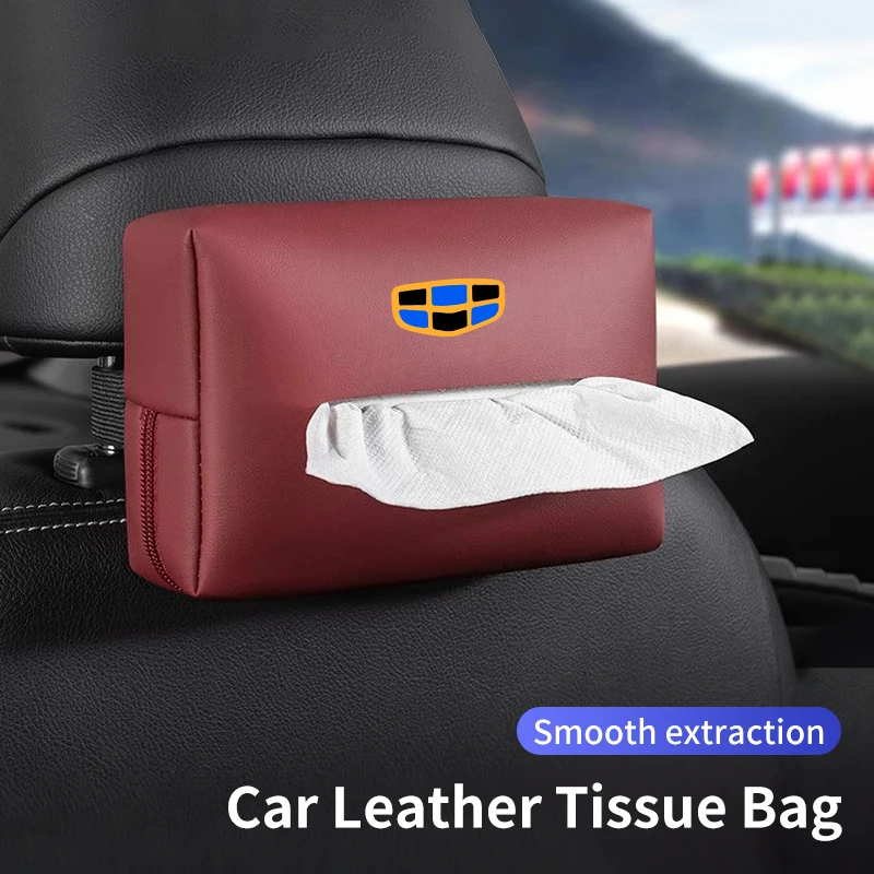 Car Seatback Tissue Box Holder Armrest Paper Case Napkin Storage Bag For Geely Atlas SUV Boyue Borui Coolray Emgrand NL3 EX7 X7 4