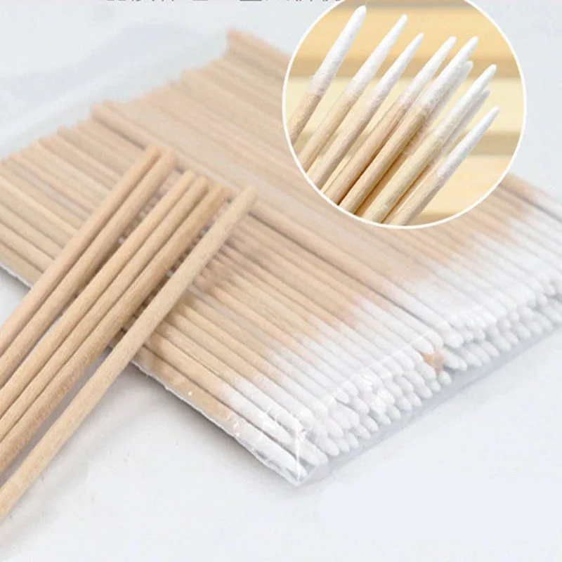 100pcs Wooden Cotton Swab Cosmetics Permanent Makeup Health Medical Ear Jewelry 7cm Clean Sticks Buds Tip