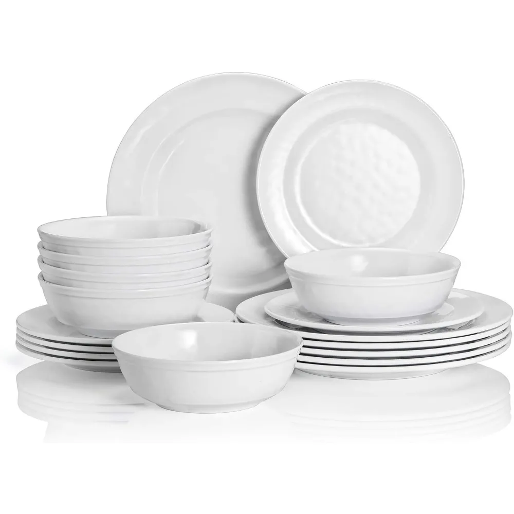 Plate Sets,18 pieces melamine tableware set, including bowls and salad plates, not fragile, serving 6 people,Plate Sets.