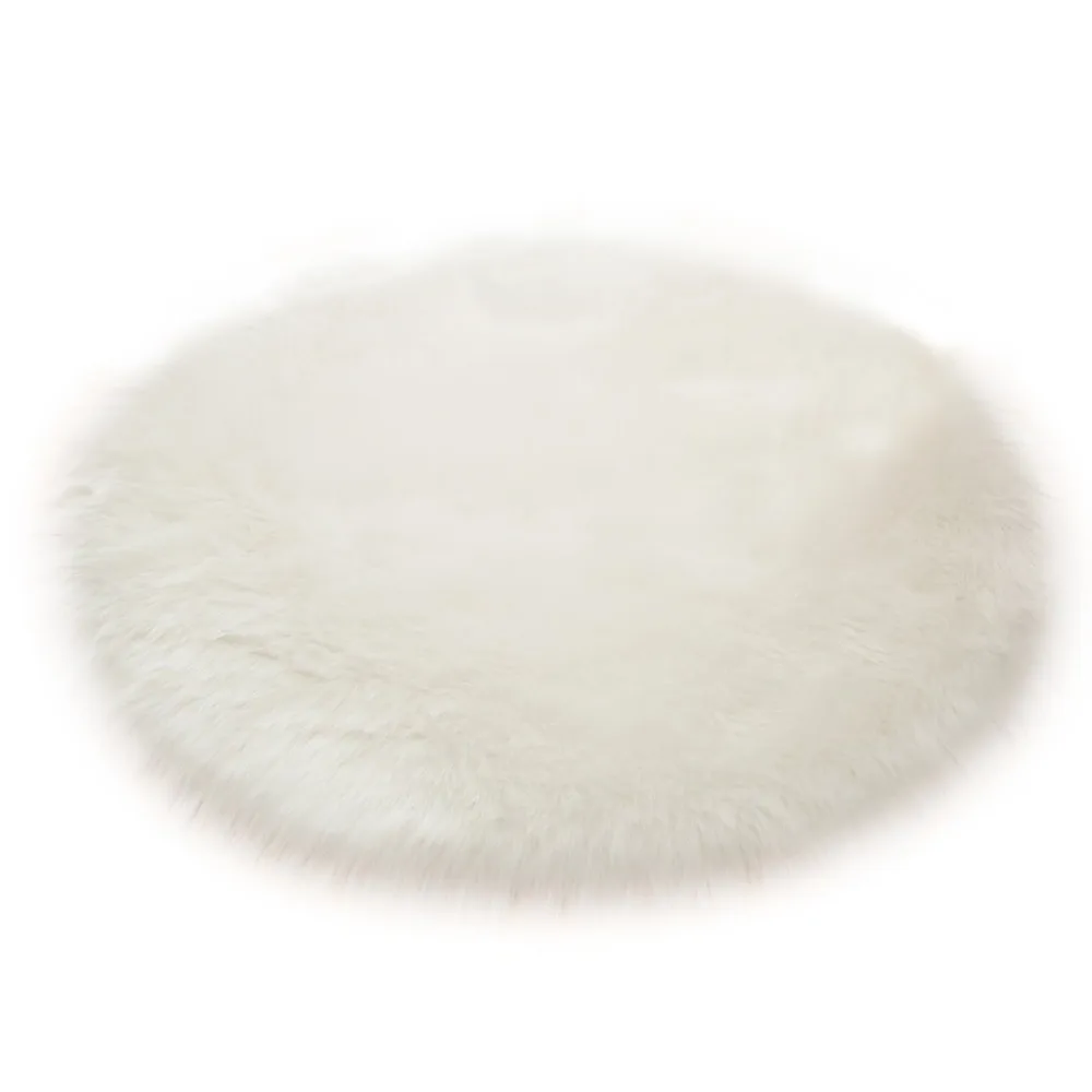 Soft 30/50/70cm Round Carpet Long Artificial Wool Bedside Rug Hairy Round Chair Mat Seat