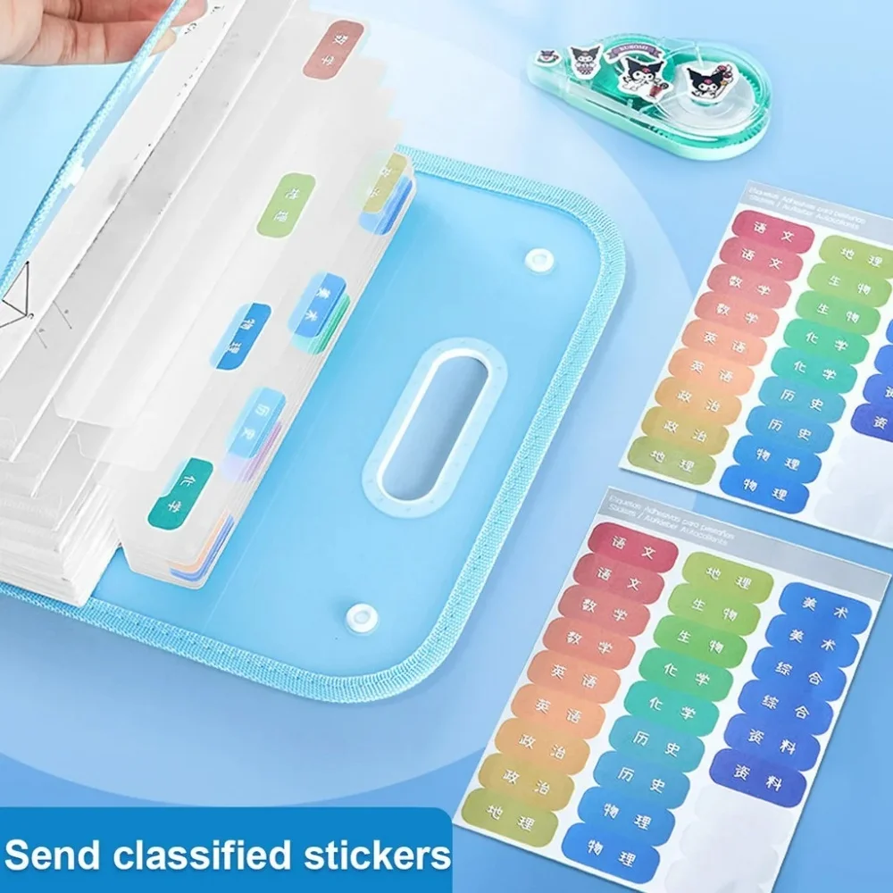 A4 File Folder Large Capacity Portable Organ Bag Folder Document Storage Student Exam Paper Bill File Sorting Organizer Case