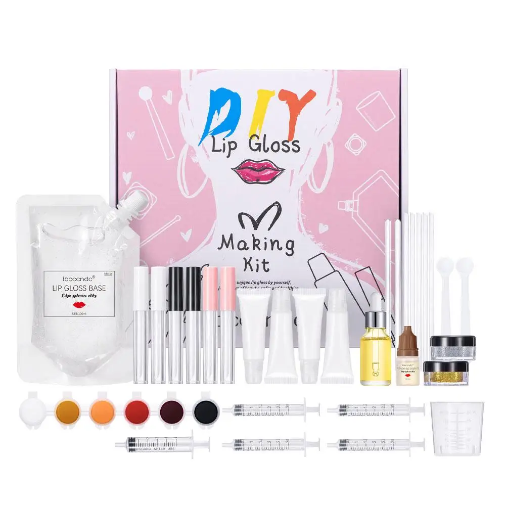 Neues Lipgloss-Making-Kit feuchtigkeit spendende Lipgloss-Basis Glitzer-Tönungen hand gefertigtes Glasur material Lip DIY Kit Kosmetik werkzeug glänzend j6z5