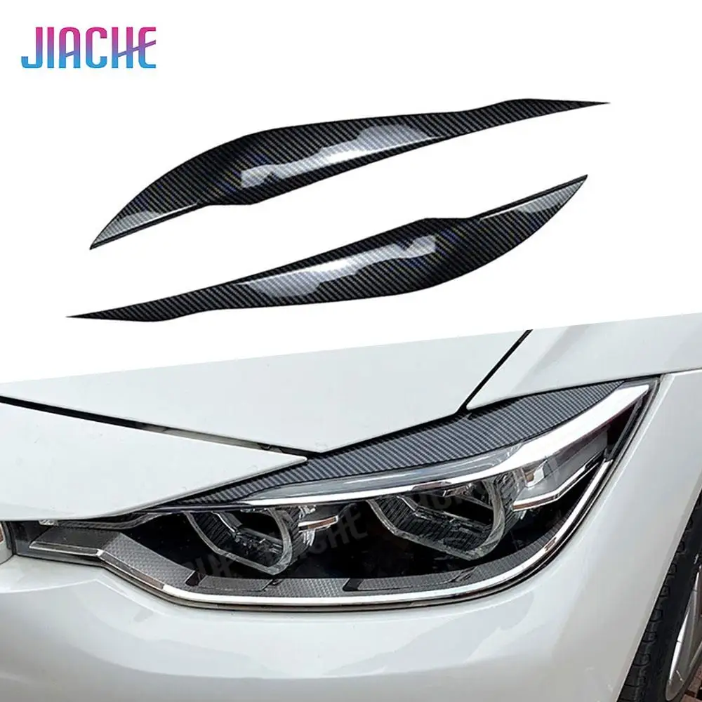 

ABS Carbon Look Car Front Headlight Lamp Eyelids Eyebrows Trims For BMW 3 Series F30 F31 318i 320i 2012-2018 Eye Lid Cover