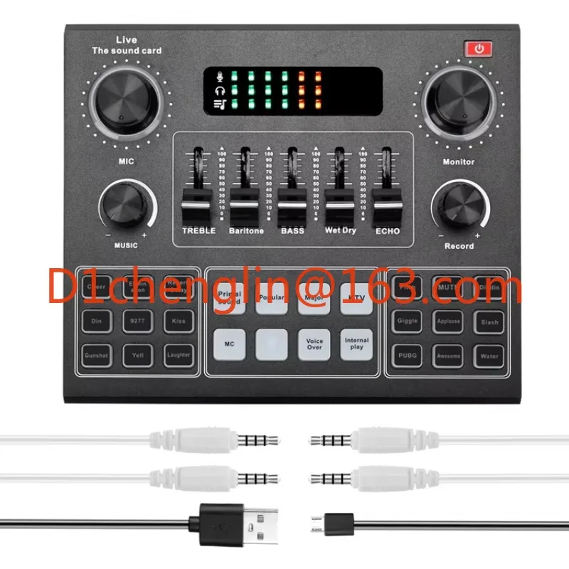 V9 Audio Sound Cards USB Headset Microphone Webcast Live Sound Card 12 Electric Sounds Broadcast Phone Computer Audio Interface