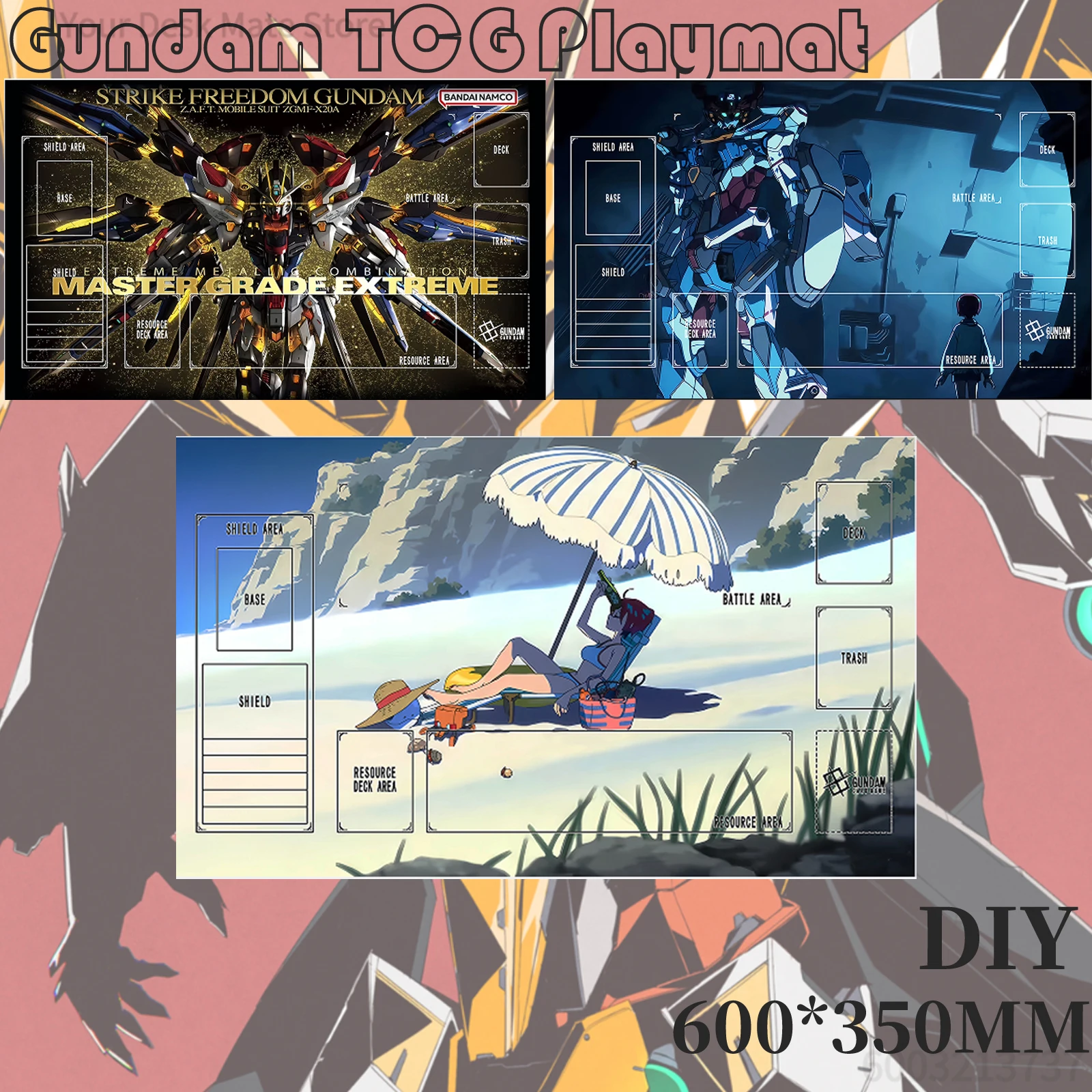 

TCG Play Mat Gundam RX-78-2 Theme for Gaming Surface, DIY Customizable Cool Leisure Gift for Anime Card Game Players