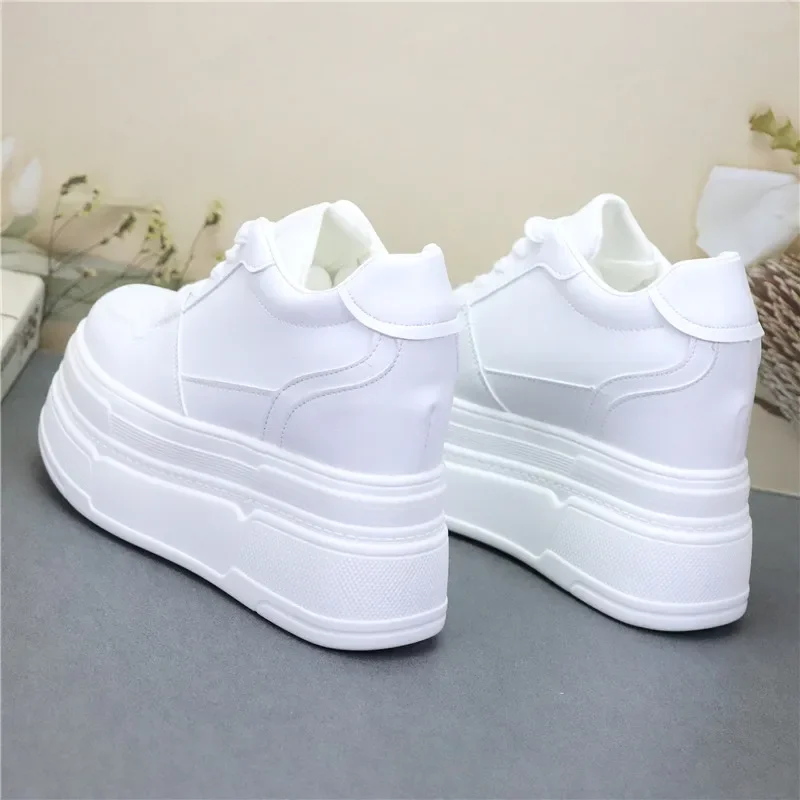 ربيع الخريف المرأة منصة أحذية رياضية 12 سنتيمتر نعل سميك 10 سنتيمتر الداخلي رفع حذاء كاجوال مريح ل صغيرتي طويل القامة أحجام كبيرة