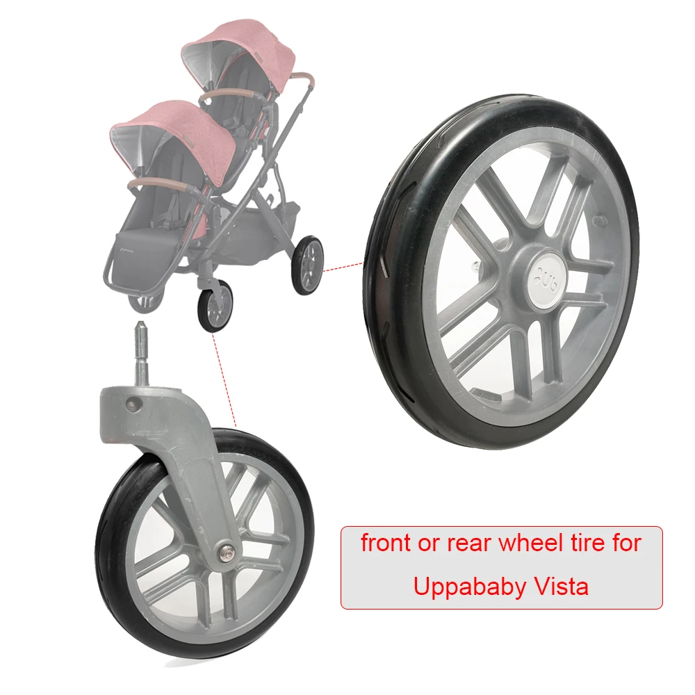 Pneu de carrinho para uppababy vista v1 v2, capa de pneu de roda dianteira ou traseira pu sem câmara de ar, acessórios personalizados para carrinho de bebê