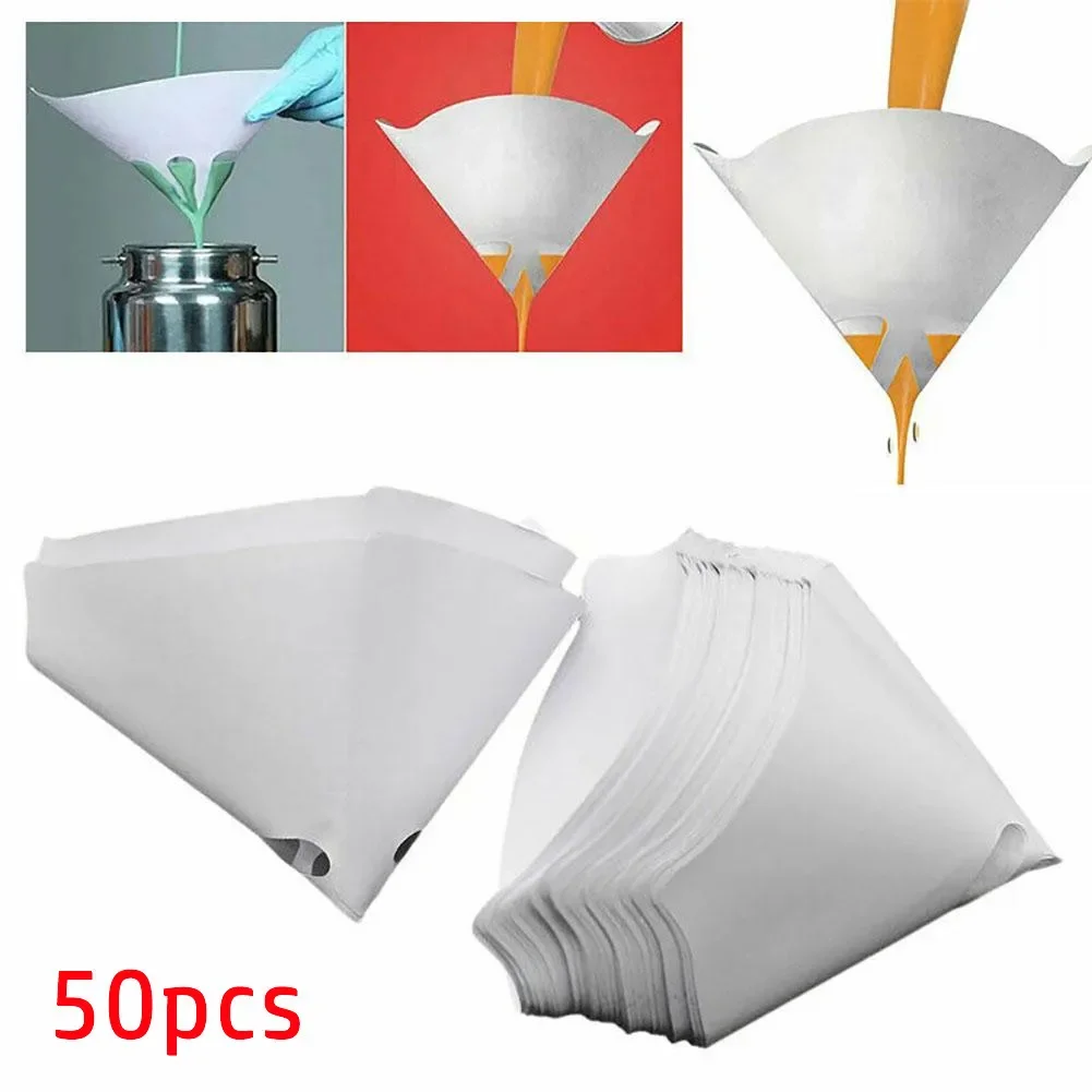 50/100Pcs Car Paint Spray Mesh Paper Filter Purifying Straining Funnel Paint Filter Disposable Conical Straining Funnel