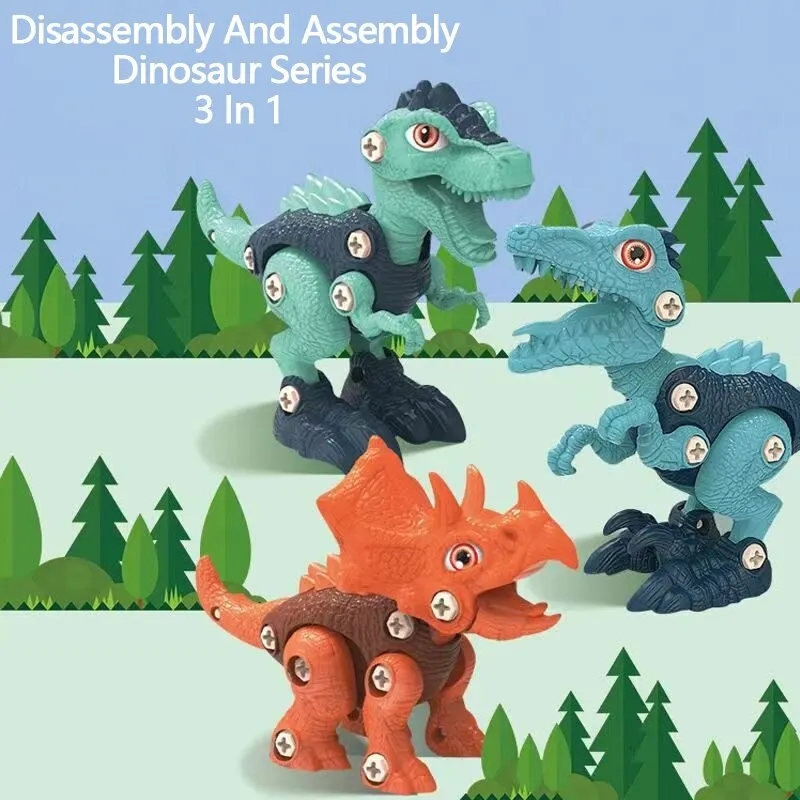 Take Apart Dinosaur Construction Screw Building Block Set Electric Drill Disassembly Assembly Puzzle Toys Children Creative Gift