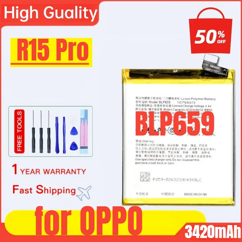 BLP659 for OPPO R15 Pro Mobile Phone Battery High Quality High Capacity Battery Replacement Bateria with Tools